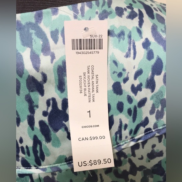NWT Chico’s Coastal Animal Satin Tank - Picture 6 of 14
